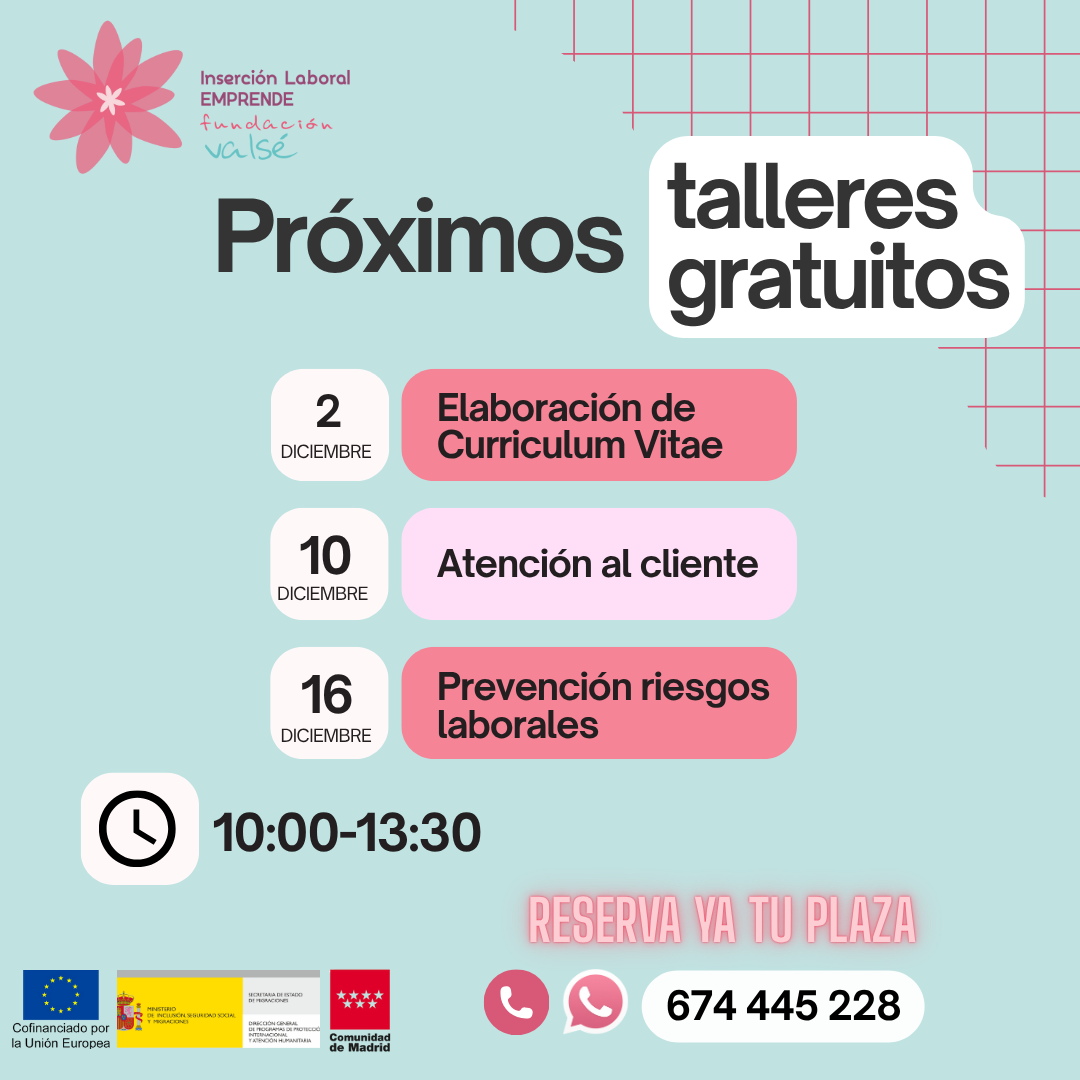 Talleres gratuitos mes de diciembre